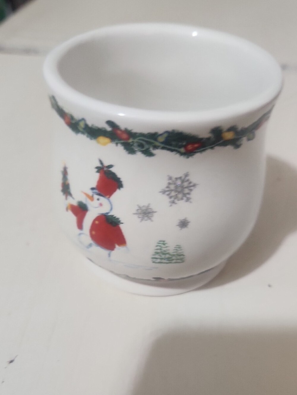 Vintage The White Barn Candle Co Ceramic Snowman Votive Candle Holder Holiday - Picture 8 of 9